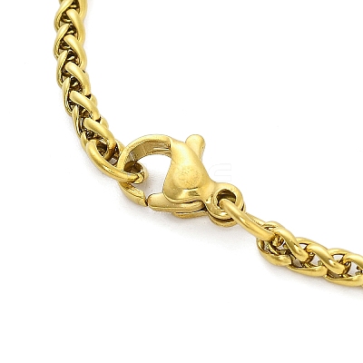 Constellation 304 Stainless Steel Micro Pave Clear Cubic Zirconia Wheat Chain Pendant Necklaces for Women Men NJEW-U007-01L-1