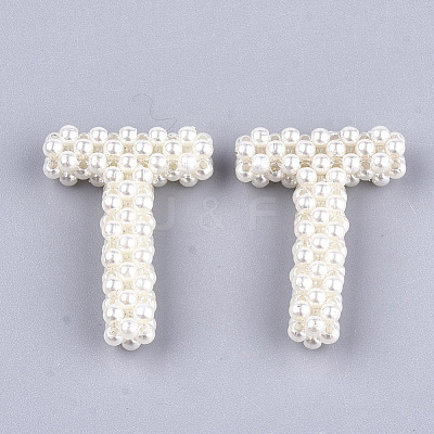 Handmade ABS Plastic Imitation Pearl Woven Beads FIND-T039-18-T-1