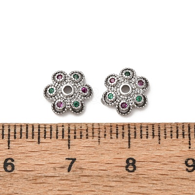 Brass Cubic Zirconia Bead Caps ZIRC-L105-03B-P-1