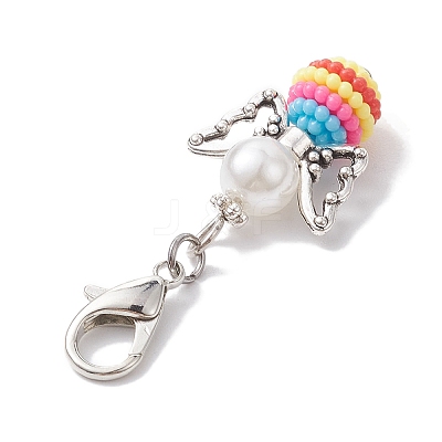 Colorful Angel Resin Pendant Decorations HJEW-JM01909-1