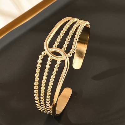 304 Stainless Steel Cuff Bangles for Women BJEW-B120-05G-02-1