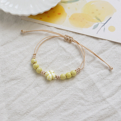 Clover Ceramic Beads Braided Bead Bracelets FS-WGDB922-01-1