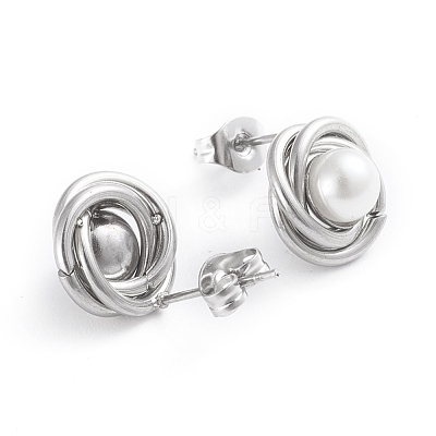 304 Stainless Steel Stud Earrings EJEW-F246-02P-1