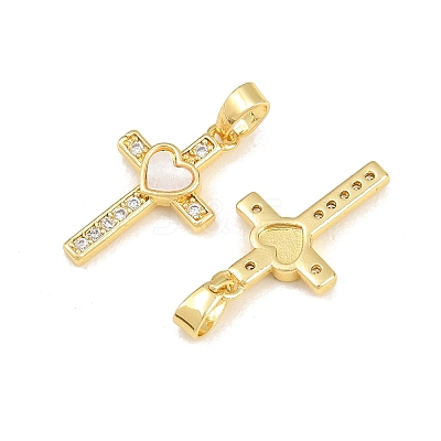 Brass Micro Pave Clear Cubic Zirconia Pendants CU-CBAA571-17G-1