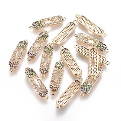 Brass Micro Pave Cubic Zirconia Links ZIRC-L077-002-G-NF-1