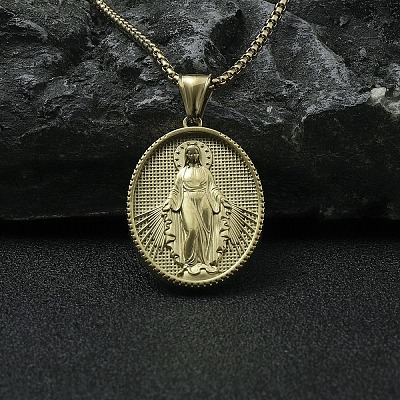 201 Stainless Steel Pendant Necklaces NJEW-C034-35G-1