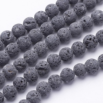 Unwaxed Natural Lava Rock Bead Strands X-G-F309-6mm-1