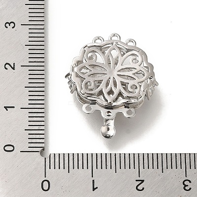 Brass Micro Pave Clear Cubic Zirconia Box Clasps with Resin KK-H480-08P-1