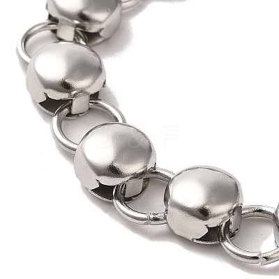 Non-Tarnish 304 Stainless Steel Flat Round Link Chain Bracelet BJEW-Q776-02C-01-1