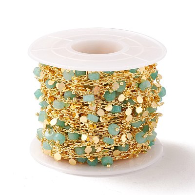 Natural Flower Amazonite Column Beaded Chains CHC-K012-01G-07-1