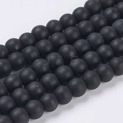 Black Stone Beads Strands G-G508-7-1