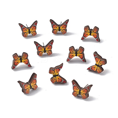 Natural Wood Stud Earrings EJEW-C013-01C-1