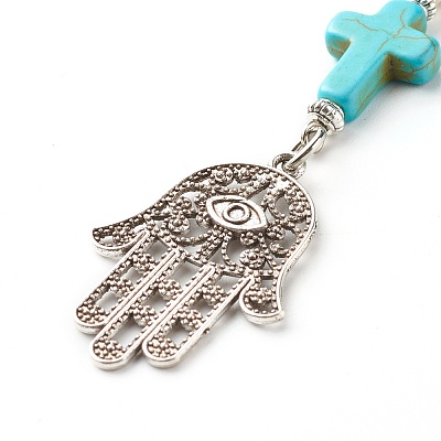 Synthetic Howlite Bead and Synthetic Turquoise beads Keychain KEYC-JKC00267-04-1