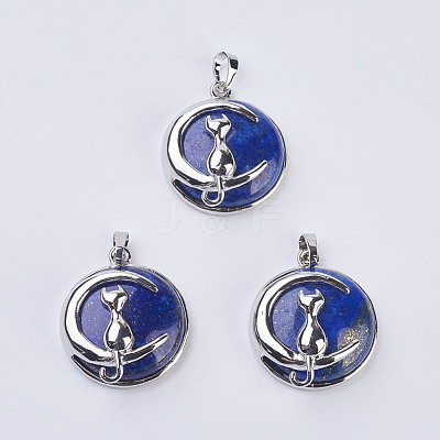 Natural Lapis Lazuli Kitten Pendants G-K234-D15-1