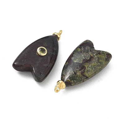 Brass & Natural Dragon Blood & Cubic Zirconia Pendants GG-CBAD360-20G-07-1