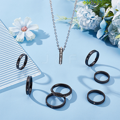 14Pcs 7 Size Crystal Rhinestone Grooved Finger Ring RJEW-UN0002-55EB-1