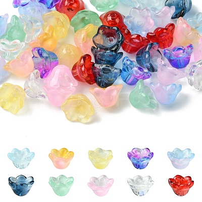 10 Colors Glass Bead Caps GLAA-YW0003-75-1