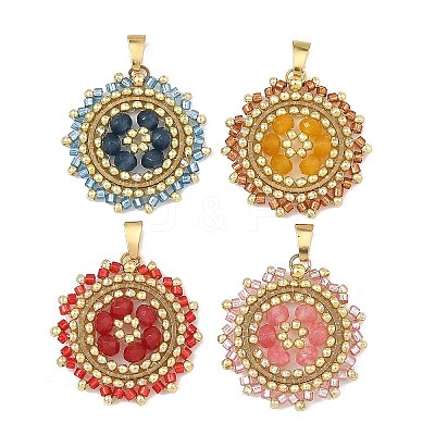 304 Stainless Steel & Cylinder Glass Seed Beads Pendants PALLOY-MZ01450-1