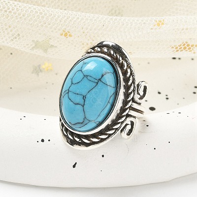 Synthetic Turquoise Adjustable Rings RJEW-I108-01AS-15-1