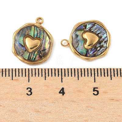 304 Stainless Steel Pave Natural Paua Shell Pendants STAS-F319-02B-G01-1