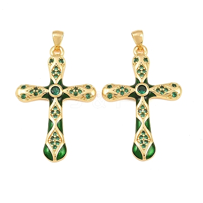 Brass Micro Pave Cubic Zirconia Pendants CU-CBAB3AD-11G-04-1