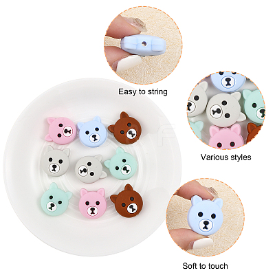 10Pcs 5 Colors Silicone Beads SIL-CA0001-91-1