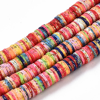 Handmade Polymer Clay Beads Strand X-CLAY-T018-04D-1