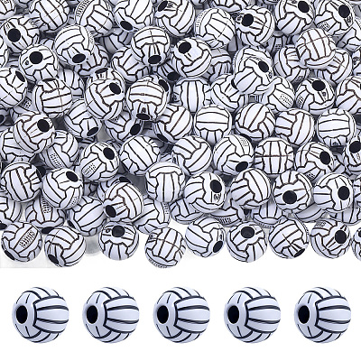 200Pcs Opaque Acrylic Beads MACR-PA0001-15-1