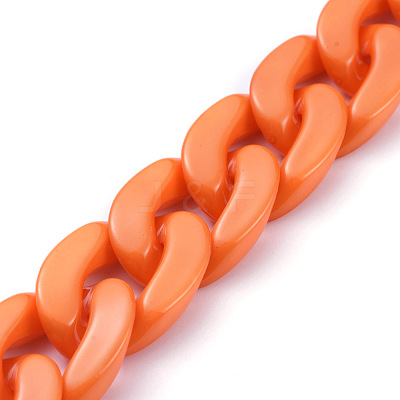 Handmade Opaque Acrylic Curb Chains AJEW-JB00564-09-1