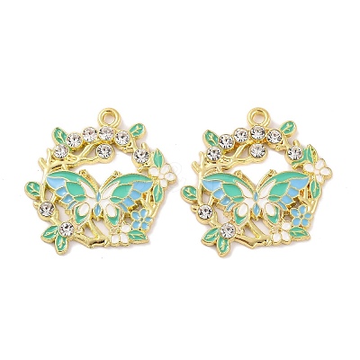 Rack Plating Alloy Enamel Pendants FIND-M020-03D-G-1