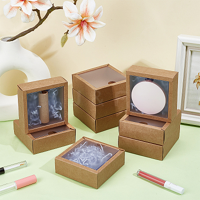 Foldable Square Paper Storage Gift Boxes CON-WH0110-42B-03-1