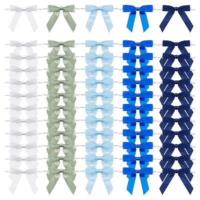 60Pcs 5 Styles Polyester Bowknot Wire Twist Ties DIY-ME0002-56B-1