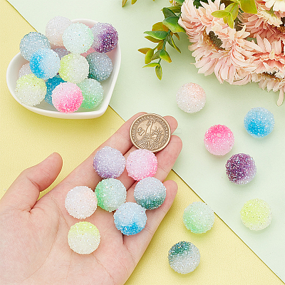 28Pcs 7 Colors  Frosted Acrylic Beads MACR-PH0002-19-1
