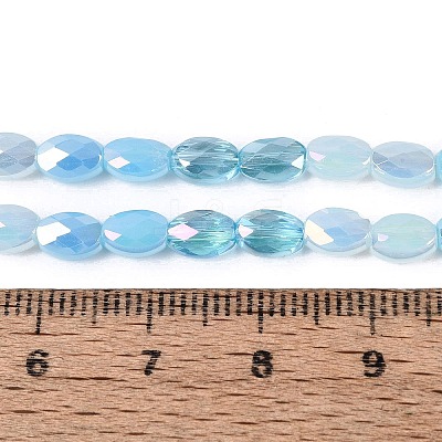Electroplate Imitation Jade & Opaque & Transparent Glass Beads Strands EGLA-Q135-4x6MM-01A-1