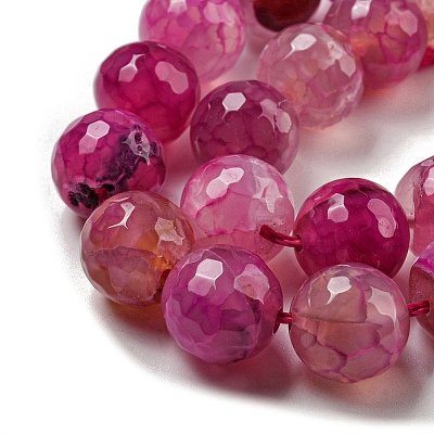 Faceted Natural Dragon Veins Agate Beads Strands G-F447-12mm-I04-1