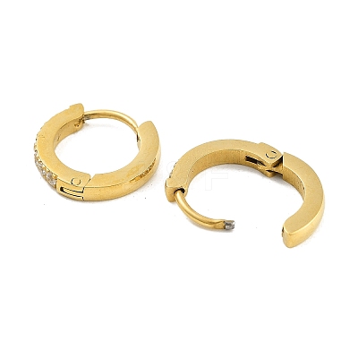 Ion Plating(IP) 304 Stainless Steel Micro Pave Clear Cubic Zirconia Huggie Hoop Earrings EJEW-C096-01D-G-1