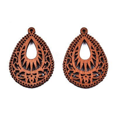 Spray Painted Wooden Pendants WOOD-N006-191-1