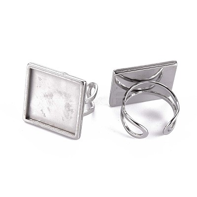 Tarnish Resistant 201 Stainless Steel Cuff Pad Ring Settings STAS-S080-041F-P-1