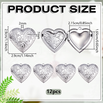 12Pcs 316 Stainless Steel Locket Pendants STAS-PH0007-25-1