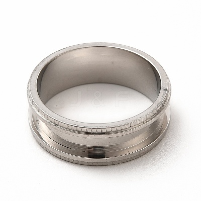 Non-Tarnish 201 Stainless Steel Grooved Finger Ring Settings STAS-P323-10P-1