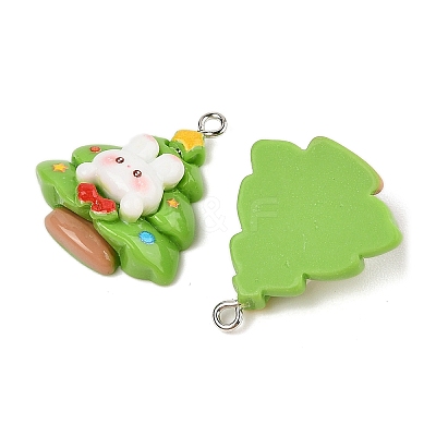 Christmas Theme Rabbit Opaque Resin Pendants RESI-S08-04F-1