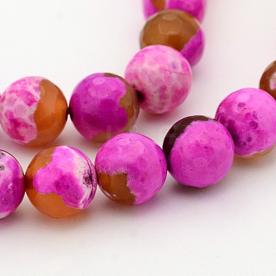 Natural Fire Crackle Agate Faceted Round Beads Strands G-A134-02G-8mm-1