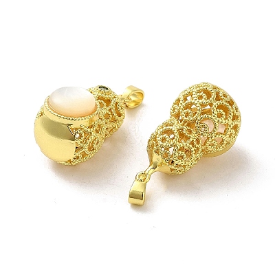 Shell Pearl Gourd Pendants KK-K362-01G-1