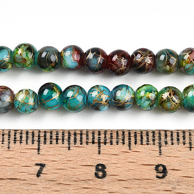 Baking Paint Glass Beads Strands DGLA-N003-4mm-B08-1