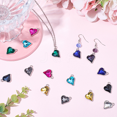 20Pcs 10 Colors Alloy Glass Pendants FIND-BM0001-18-1