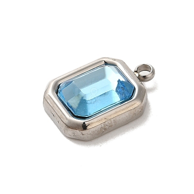 304 Stainless Steel Glass Pendants STAS-L022-062P-08-1