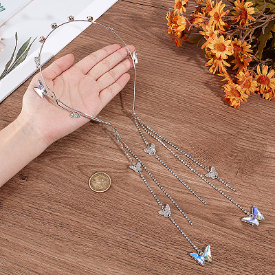 Zinc Alloy Rhinestone Hair Bands OHAR-WH20007-01B-P-1
