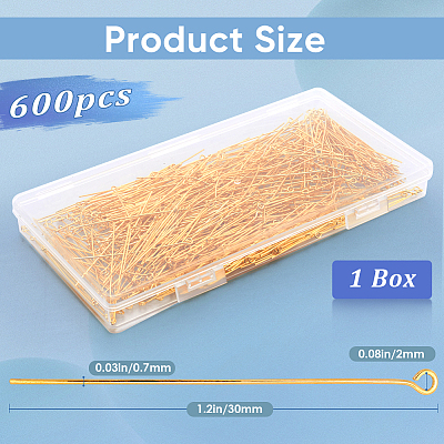 600Pcs Brass Eye Pin KK-SP0001-69B-G-1