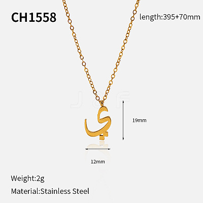 304 Stainless Steel Arabic Initial Letter Pendant Necklaces FS-WG7B6CA-08-1
