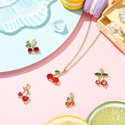 5Pcs 5 Styles Brass Micro Pave Cubic Zirconia Charms KK-CJ0004-12-1